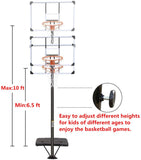 Portable Height Adjustable 43” Basketball Hoop Stand Backboard System for Kids Outdoor with Wheels