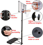 Portable Height Adjustable 43” Basketball Hoop Stand Backboard System for Kids Outdoor with Wheels