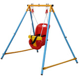 Baby Toddler Indoor/Outdoor Metal Swing Set with Safety Belt for Backyard,44'Height
