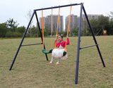 Swing Sets for Backyard , Heavy Duty Metal Swing Frame Saucer Swing,a Frame Metal Swing Set with 2 Swing Seats for Indoor and Outdoor Activities