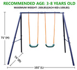 Swing Sets for Backyard , Heavy Duty Metal Swing Frame Saucer Swing,a Frame Metal Swing Set with 2 Swing Seats for Indoor and Outdoor Activities