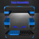 27in Aerobic Step Platform with 4 Risers Adjustable Exercise Fitness Workout Stepper,Black and Blue