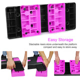 28in Aerobic Step Platform with 2 Risers Adjustable Exercise Fitness Workout Stepper,Black and Purple
