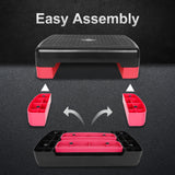 28in Aerobic Step Platform with 2 Risers Adjustable Exercise Fitness Workout Stepper,Black and Red