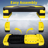 31in Aerobic Step Platform with 4 Risers Adjustable Exercise Fitness Workout Stepper,Black and Yellow