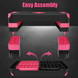 27in Aerobic Step Platform with 4 Risers Adjustable Exercise Fitness Workout Stepper,Black and Pink