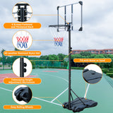 Portable Basketball Hoops & Goals Adjustable 5.8ft -7ft Basketball System Height 28'' Backboard for Adult Teenagers Indoor Outdoor Use