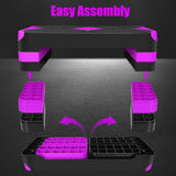 27in Aerobic Step Platform with 4 Risers Adjustable Exercise Fitness Workout Stepper,Black and Purple