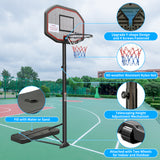 Portable Junior Basketball Hoop Stand Free with 43'' Backboard Height Adjustable 6.5ft-10ft