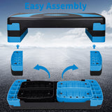 31in Aerobic Step Platform with 4 Risers Adjustable Exercise Fitness Workout Stepper,Black and Blue