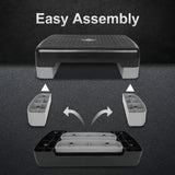 28in Aerobic Step Platform with 2 Risers Adjustable Exercise Fitness Workout Stepper,Black and Grey