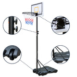 Portable Junior Basketball Hoop Stand Free Standing with 28" Backboard Height Adjustable up to 7' for Teens