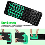 27in Aerobic Step Platform with 4 Risers Adjustable Exercise Fitness Workout Stepper,Black and Green