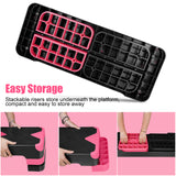 27in Aerobic Step Platform with 4 Risers Adjustable Exercise Fitness Workout Stepper,Black and Pink