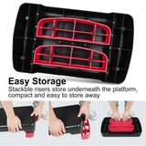 28in Aerobic Step Platform with 2 Risers Adjustable Exercise Fitness Workout Stepper,Black and Red