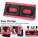 28in Aerobic Step Platform with 2 Risers Adjustable Exercise Fitness Workout Stepper,Black and Red