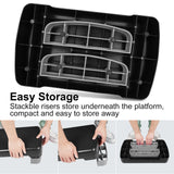 28in Aerobic Step Platform with 2 Risers Adjustable Exercise Fitness Workout Stepper,Black and Grey