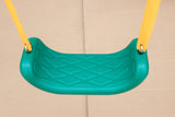 Metal Swing Set, 2 Seats,1 Swing Glider, 1 Slide and 1 Seesaw,Bench,Ages 3-8,71''Hight,Bench