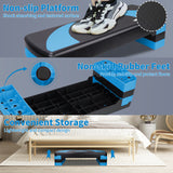31in Aerobic Step Platform with 4 Risers Adjustable Exercise Fitness Workout Stepper,Black and Blue