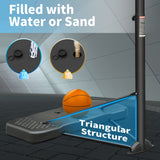 Portable Junior Basketball Hoop Stand Free with 43'' Backboard Height Adjustable 6.5ft-10ft