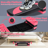 31in Aerobic Step Platform with 4 Risers Adjustable Exercise Fitness Workout Stepper,Black and Pink
