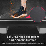 28in Aerobic Step Platform with 2 Risers Adjustable Exercise Fitness Workout Stepper,Black and Grey