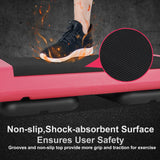 28in Aerobic Step Platform with 2 Risers Adjustable Exercise Fitness Workout Stepper,Black and Red