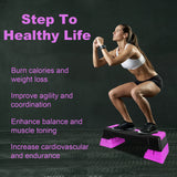 28in Aerobic Step Platform with 2 Risers Adjustable Exercise Fitness Workout Stepper,Black and Purple