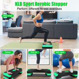 27in Aerobic Step Platform with 4 Risers Adjustable Exercise Fitness Workout Stepper,Black and Green