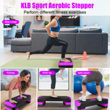 27in Aerobic Step Platform with 4 Risers Adjustable Exercise Fitness Workout Stepper,Black and Purple