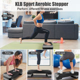 27in Aerobic Step Platform with 4 Risers Adjustable Exercise Fitness Workout Stepper,Black and Grey