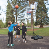 Portable Junior Basketball Hoop Stand Free Standing with 28" Backboard Height Adjustable up to 7' for Teens