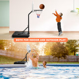 Portable Pool Side Basketball Hoops Height Adjustable 3ft -4ft Basketball System 35'' Backboard with Wheels for Teenagers Youth
