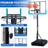 Portable Pool Side Basketball Hoops Height Adjustable 4ft -6.5ft Basketball System 35'' Backboard with Wheels for Teenagers Youth