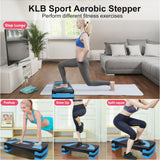 31in Aerobic Step Platform with 4 Risers Adjustable Exercise Fitness Workout Stepper,Black and Blue