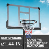 Teenagers Youth Portable Basketball Hoops Height Adjustable 6.5ft -10ft Basketball System 44'' Backboard with Wheels for Driveway Indoor Outdoor Use, Grey