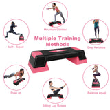 28in Aerobic Step Platform with 2 Risers Adjustable Exercise Fitness Workout Stepper,Black and Pink