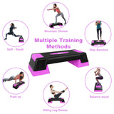 28in Aerobic Step Platform with 2 Risers Adjustable Exercise Fitness Workout Stepper,Black and Purple