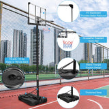 Portable Height Adjustable 44” Basketball Hoop Stand Backboard System for Adults Kids Outdoor with Wheels