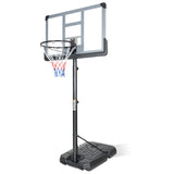 Teenagers Youth Portable Basketball Hoops Height Adjustable 6.5ft -10ft Basketball System 44'' Backboard with Wheels for Driveway Indoor Outdoor Use, Grey