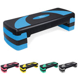 31in Aerobic Step Platform with 4 Risers Adjustable Exercise Fitness Workout Stepper,Black and Blue