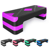 27in Aerobic Step Platform with 4 Risers Adjustable Exercise Fitness Workout Stepper,Black and Purple