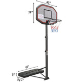 Portable Junior Basketball Hoop Stand Free with 43'' Backboard Height Adjustable 6.5ft-10ft