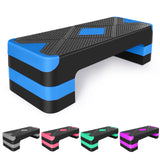27in Aerobic Step Platform with 4 Risers Adjustable Exercise Fitness Workout Stepper,Black and Blue
