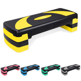 31in Aerobic Step Platform with 4 Risers Adjustable Exercise Fitness Workout Stepper,Black and Yellow