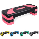 31in Aerobic Step Platform with 4 Risers Adjustable Exercise Fitness Workout Stepper,Black and Pink
