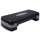 27in Aerobic Step Platform with 2 Risers Adjustable Exercise Fitness Workout Stepper,Black and Gray