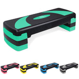 31in Aerobic Step Platform with 4 Risers Adjustable Exercise Fitness Workout Stepper,Black and Green