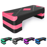 27in Aerobic Step Platform with 4 Risers Adjustable Exercise Fitness Workout Stepper,Black and Pink