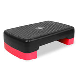 28in Aerobic Step Platform with 2 Risers Adjustable Exercise Fitness Workout Stepper,Black and Red